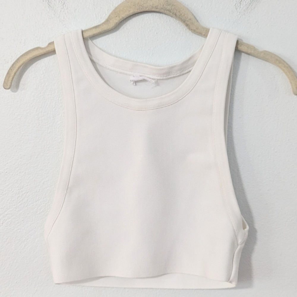 Mistress Rocks Knit High Neck Tank Top Crop Length White Size Small S